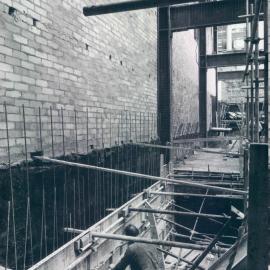 New Head Office Building - June 1960-January 1963 - 2nd basement formwork being erected for concrete pour on second wall - 15 March 1962