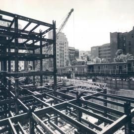 New Head Office Building - June 1960-January 1963 - From south east corner showing steel around service core erected to 3rd floor level - 18 January 1962