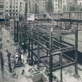 New Head Office Building - June 1960-January 1963 - Section of steel frame to ground floor level - Looking west - 3 November 1961