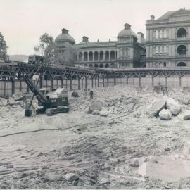 New Head Office Building - June 1960-January 1963 - View from Phillip Street side of excavation.  Sydney Hospital in background - 20 October 1960