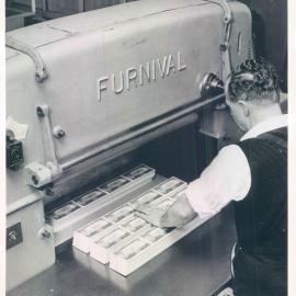 Bank's Property - Machinery & Equipment - Note Printing Branch - Furnival type guillotine in 1920's in use at the time of issue of 1952-5 3 note issue - c.1952