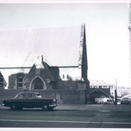 Premises - Branches - Perth - Street Scenes & Buildings - St Georges Terrace - Technical College right side (Perth Boys School) Bible House at right - 22 May 1962
