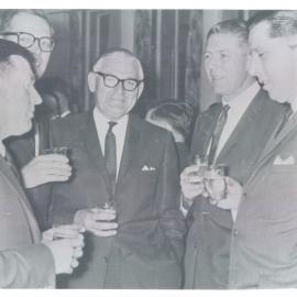 Staff - Social Functions - Head Office - (1960-1969) - Staff Christmas Party - John Northcott, Roy Cooper, Bede Callaghan, Frank Waite, Ken Wiblin - December 1963