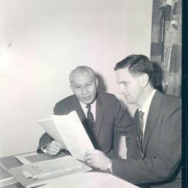 Bank's Functions etc - Visitors to the Bank (1960-1964) - Mr CB Angeles, Colombo Plan Student with NJ (John) Brady, Balance of Payments Section, Research Department - 6 July 1960