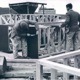 Premises - Branches - Canberra - RBA - Construction of framework for roof over Banking Chamber - August 1964