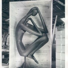 Premises - Branches - Canberra - RBA - Sculpture - “Maquette” (later called Woman in thought) in packing case at Annandale - 31 May 1967