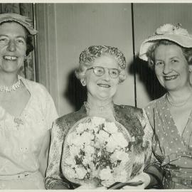 Staff - Social Functions - Head Office - Ivy Litchfield's farewell, with Marge Cowley and Milba Wilson - 17 December 1956