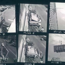 Bank's Property - Furniture - Head Office 65 Martin Place - Board Room Table - Contact sheet of table being delivered and hoisted into new premises by crane - 6 January 1964