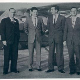 Staff - Groups - Perth - Ralph Davidson visits Perth Office - Jim Whyte, Bruce Hayes, Ralph Davidson, Kevin Hodge - 1961