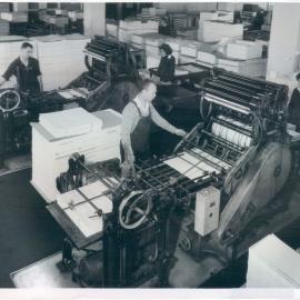 Note Printing Branch - Staff at work - Numbering, domiciling and enfacing stamp duty on cheque forms - 1960
