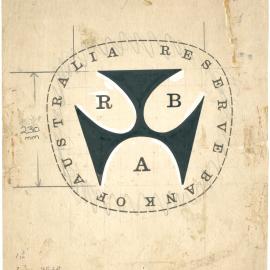 Design artwork by Gordon Andrews for the RBA Emblem / Logo / Symbol / Crest - with notation that it was approved by the Governor on the 4 June 1959