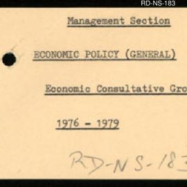 Research Department - Management Section - Economic Policy (General) - Economic Consultative Group