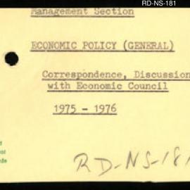 Research Department - Management Section - Economic Policy (General) - Correspondence, Discussions with Economic Council