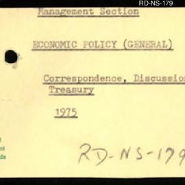 Research Department - Management Section - Economic Policy (General) - Correspondence, Discussions: Treasury - 1975