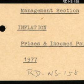 Research Department - Management Section - Inflation - Prices & Incomes Pause