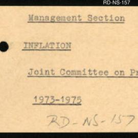 Research Department - Management Section - Inflation - Joint Committee on Prices. 1973-1975