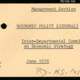 Research Department - Management Section - Economic Policy (General) - Inter-Departmental Committee on Economic Strategy - June 1978