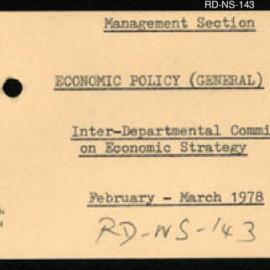 Research Department - Management Section - Economic Policy (General) - Inter-Departmental Committee on Economic Strategy - February - March 1978