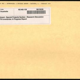 Research Department - Special Projects Section - Working Papers - 7801 Inventories: A Progress Report - W McKibbin - 1978