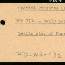 Research Department - Special Projects Section - Research Discussion Papers - 7704 4/77 David Laidler: Drafts, etc. of paper - Money and Money-income: An Essay on the "Transmission Mechanism" - D.E.W. Laidler