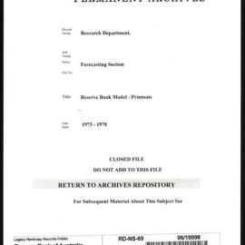 Research Department - Forecasting Section - Reserve Bank Model - Printouts