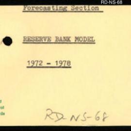 Research Department - Forecasting Section - Reserve Bank Model