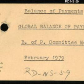 Research Department - Balance of Payments - Global - Committee Meeting - February 1979