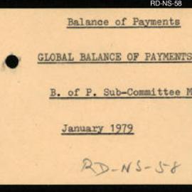 Research Department - Balance of Payments - Global - Committee Meeting - January 1979