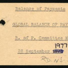 Research Department - Balance of Payments - Global - Committee Meeting - 28 September 1977