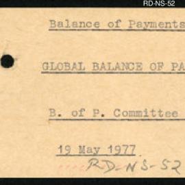 Research Department - Balance of Payments - Global - Committee Meeting - 19 May 1977
