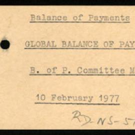 Research Department - Balance of Payments - Global - Committee Meeting - 10 February 1977