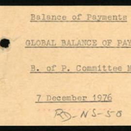 Research Department - Balance of Payments - Global - Committee Meeting - 7 December 1976