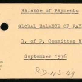 Research Department - Balance of Payments - Global - Committee Meeting - September 1976