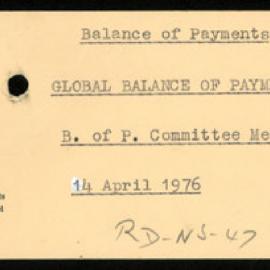 Research Department - Balance of Payments - Global - Committee Meeting - 14 April 1976