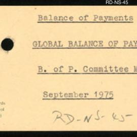 Research Department - Balance of Payments - Global - Committee Meeting - September 1975