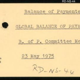 Research Department - Balance of Payments - Global - Committee Meeting - 23 May 1975