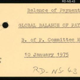 Research Department - Balance of Payments - Global - Committee Meeting - 10 January 1975