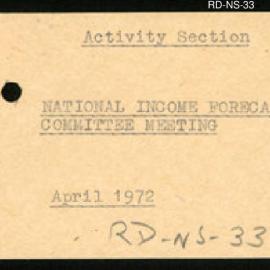 Research Department - Activity Section - National Income Forecasting Committee Meeting - April - 1972
