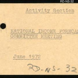 Research Department - Activity Section - National Income Forecasting Committee Meeting - June - 1972