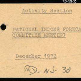 Research Department - Activity Section - National Income Forecasting Committee Meeting - December - 1972
