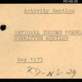 Research Department - Activity Section - National Income Forecasting Committee Meeting - May - 1973
