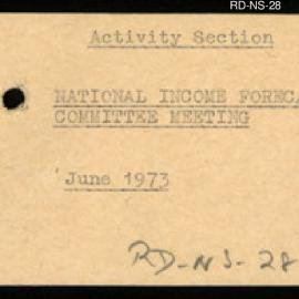 Research Department - Activity Section - National Income Forecasting Committee Meeting - June - 1973