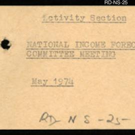 Research Department - Activity Section - National Income Forecasting Committee Meeting - May - 1974