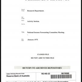 Research Department - Activity Section - National Income Forecasting Committee Meeting - January - 1975