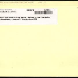 Research Department - Activity Section - National Income Forecasting Committee Meeting - Computer Printouts - June 1975
