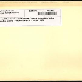 Research Department - Activity Section - National Income Forecasting Committee Meeting - Computer Printouts - October - 1975