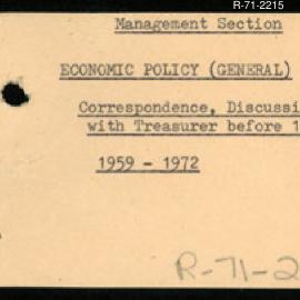 Research Department - Management Section - Discussions with Treasurer