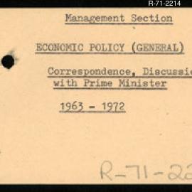 Research Department - Management Section - Discussions with Prime Minister