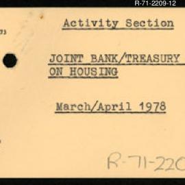 Research Department - Management Section -  Joint Bank / Treasury Paper on Housing