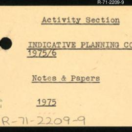 Research Department - Management Section - Indicative Planning Council - 1975-1976 - Correspondence & Notes